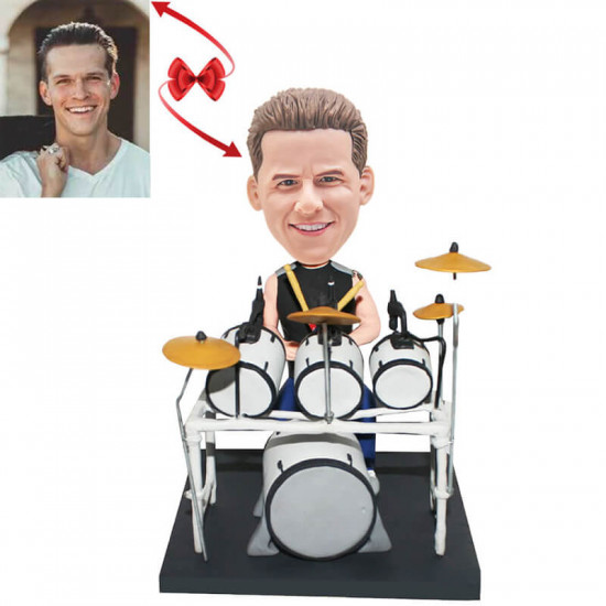 Magical Drummer Bobblehead - Seated Drummer Behind Drum Set