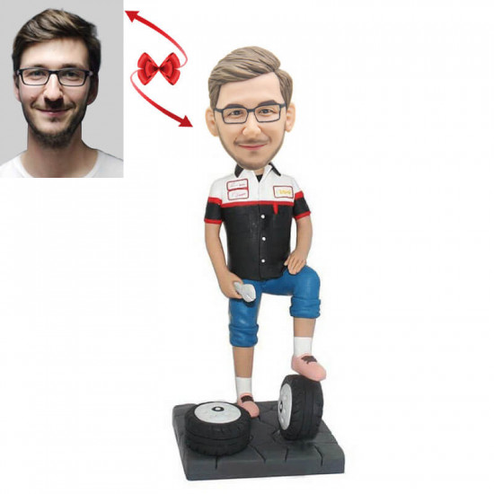 Auto Repairman Custom Bobblehead - Front View