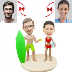 beach couple custom bobbleheads