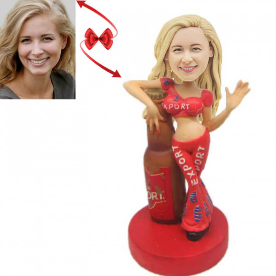 Beer Girl with Red Dress Custom Bobblehead