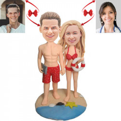 bikini beach theme couple custom bobblehead