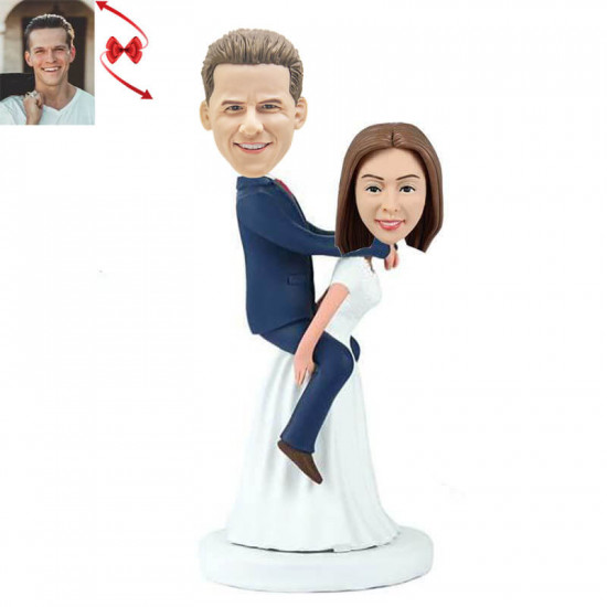 Unique Custom Bobblehead - Bride Carrying Groom - Wedding Keepsake