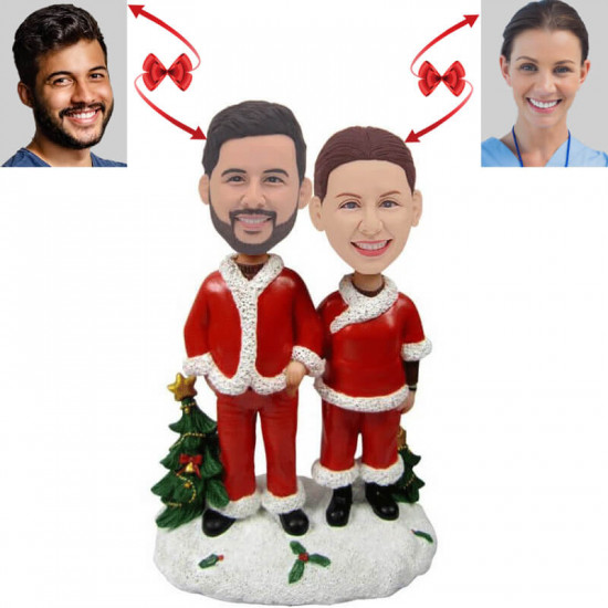 Christmas Couple Custom Bobblehead - Front View