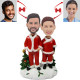 Christmas Couple Custom Bobblehead - Front View