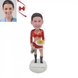 christmas party waitress custom bobblehead