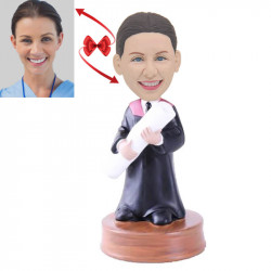 bachelor gown graduation girl custom bobblehead