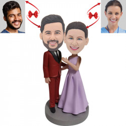 elegant wedding of newlyweds custom bobblehead