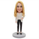 female in white suit custom bobblehead