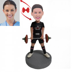 female weightlifter custom bobblehead