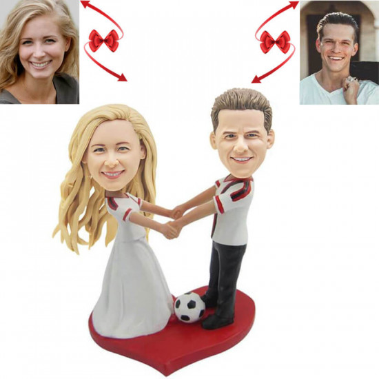 football fan couple custom bobbleheads