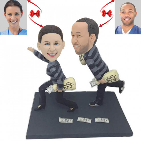 funny robber couple custom bobbleheads