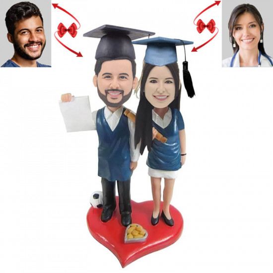 graduation couple custom bobblehead