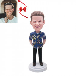 handsome guy wearing a flower t-shirt custom bobblehead