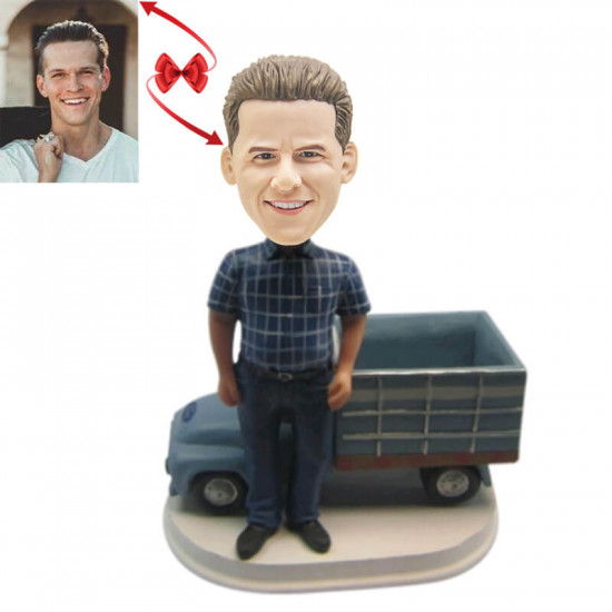 man and his pickup truck custom bobblehead