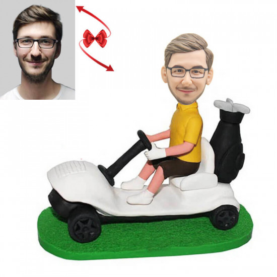 man driving golf cart custom bobblehead