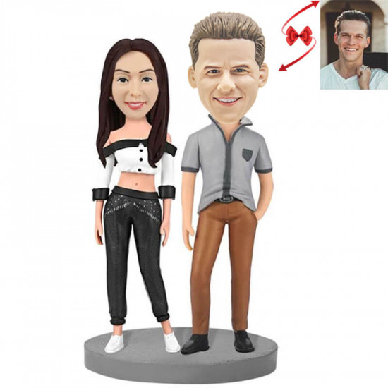 modern sexy couple custom bobblehead