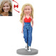 modern woman walking custom bobbleheads