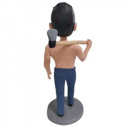 muscled man with axe custom bobblehead