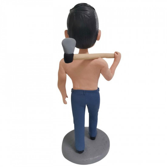 muscled man with axe custom bobblehead