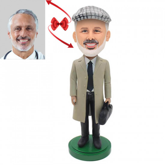 old man in a long coat custom bobblehead