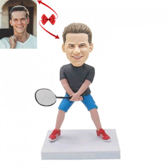 playing tennis custom bobblehead