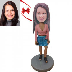 pretty short skirt girl custom bobblehead