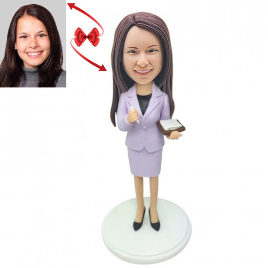 purple suit office lady custom bobblehead