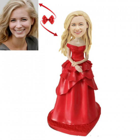 red dress bride custom bobblehead