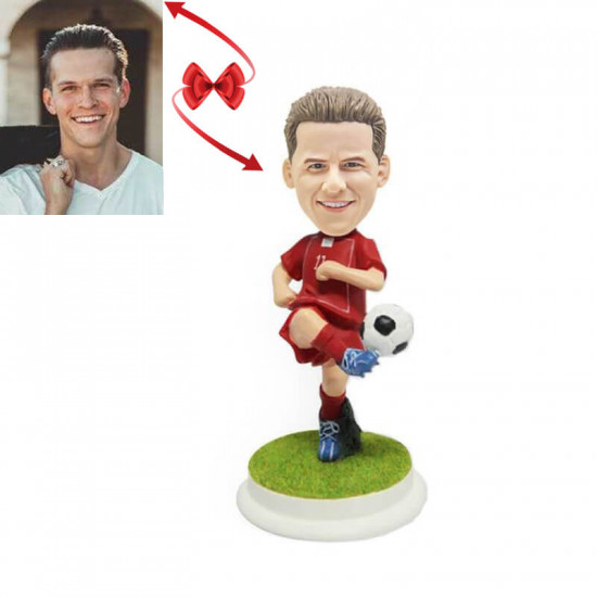 soccer player dribbling custom bobblehead