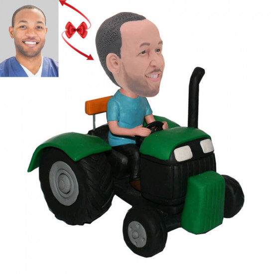 tractor riding on road custom bobblehead