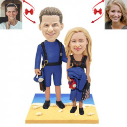 wetsuit beach couple custom bobblehead