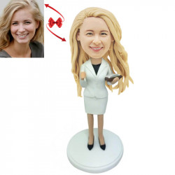 white suit office lady custom bobblehead